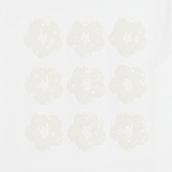 تيشيرت أبيض بأكمام قصيرة بنقش ترتر للفتيات